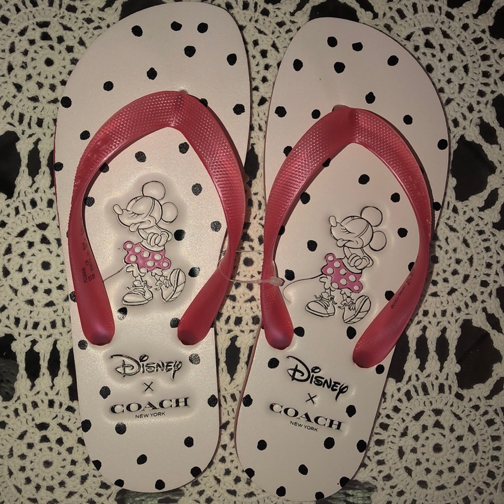 Never Worn Disney X Coach flip flops
